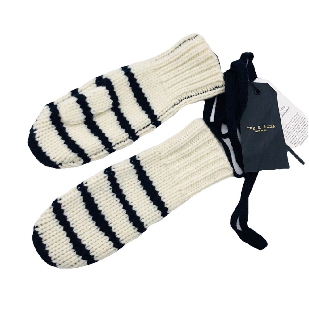 Rag and Bone $165 Sam mittens lambswool stripes warm
